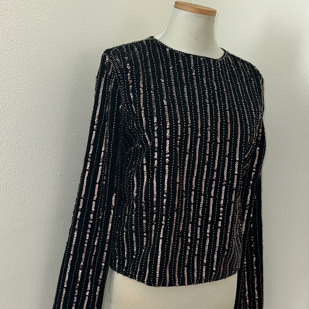 Endless Rose black long sleeve sequin top blouse small s